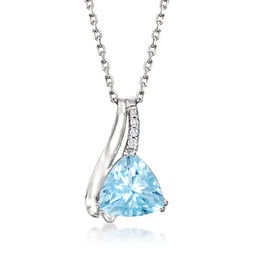 sky blue topaz pendant necklace with diamond accents in sterling silver