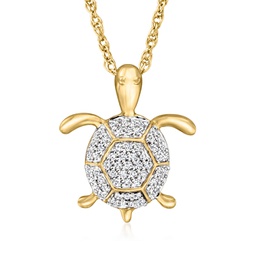 diamond turtle pendant necklace in 14kt yellow gold