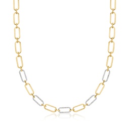 diamond paper clip link necklace in 18kt gold over sterling