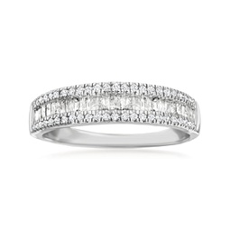 baguette and round diamond ring in sterling silver