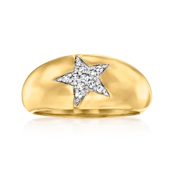diamond star ring in 18kt gold over sterling