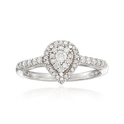 diamond pear-shaped cluster ring in sterling silver