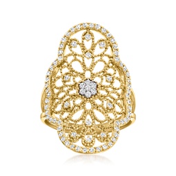 diamond filigree dinner ring in 18kt gold over sterling