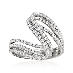 diamond 3-row wave ring in sterling silver