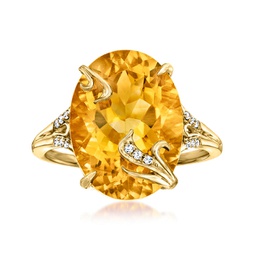 citrine ring with diamond accents in 18kt gold over sterling