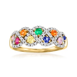 multi-gemstone and . diamond ring in 14kt yellow gold