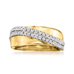 diamond crossover ring in 18kt gold over sterling