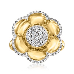 diamond flower ring in 18kt gold over sterling