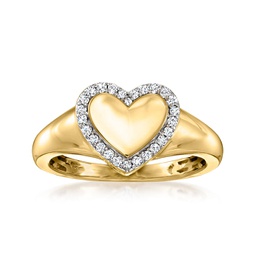 diamond heart signet ring in 14kt yellow gold