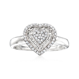 diamond heart ring in sterling silver
