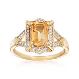 citrine and . diamond ring in 18kt gold over sterling