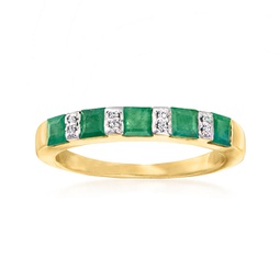 emerald ring with diamond accents in 18kt gold over sterling