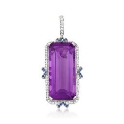 amethyst and . diamond pendant in 14kt white gold with sapphire accents