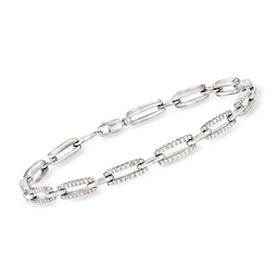 diamond paper clip link bracelet in sterling silver