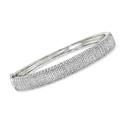 diamond striped bangle bracelet in sterling silver