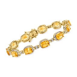 citrine and . diamond bracelet in 18kt gold over sterling