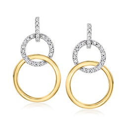 diamond interlocking-circle drop earrings in sterling silver and 14kt yellow gold