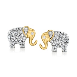 diamond elephant earrings in 18kt gold over sterling