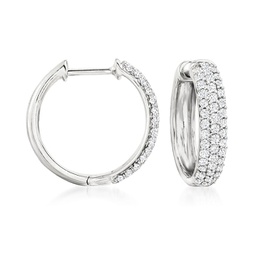 pave diamond hoop earrings in sterling silver