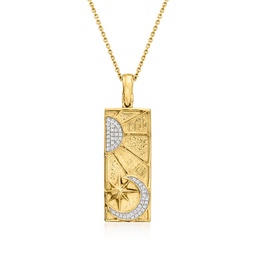 diamond celestial tag pendant necklace in 18kt gold over sterling