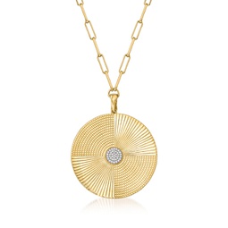 diamond fan pendant necklace in 18kt gold over sterling