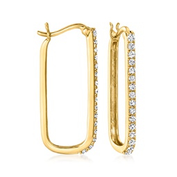 diamond rectangular hoop earrings in 14kt yellow gold