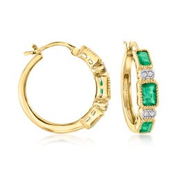 emerald and . diamond hoop earrings in 18kt gold over sterling