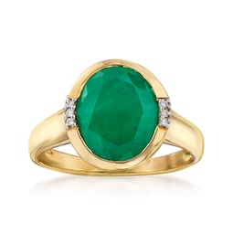 emerald ring with diamond accents in 14kt yellow gold
