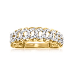 diamond curb-link band ring in 14kt yellow gold