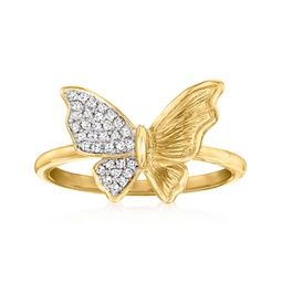 diamond butterfly ring in 18kt gold over sterling