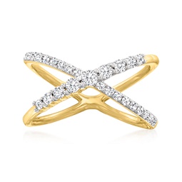 diamond crisscross ring in 14kt yellow gold