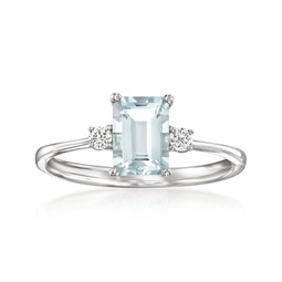 aquamarine ring with diamond accents in 18kt white gold