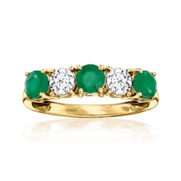 emerald and . lab-grown diamond ring in 14kt yellow gold