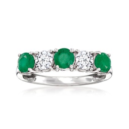 emerald and . lab-grown diamond ring in 14kt white gold