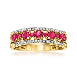 ruby and . diamond ring in 18kt gold over sterling