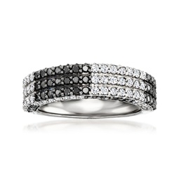 white and black diamond checkered ring in sterling silver