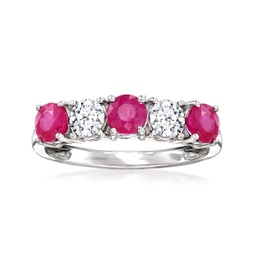 ruby and . lab-grown diamond ring in 14kt white gold
