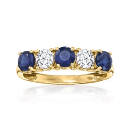sapphire and . lab-grown diamond ring in 14kt yellow gold