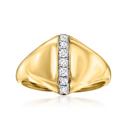 diamond striped ring in 18kt gold over sterling