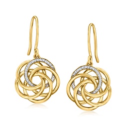 diamond interlocking-circle drop earrings in 18kt gold over sterling