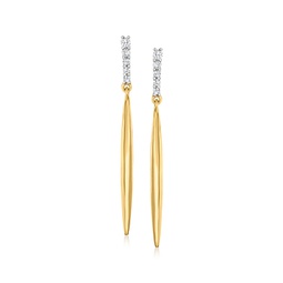 diamond and 18kt yellow gold linear drop earrings