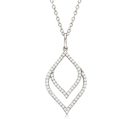 diamond double-leaf pendant necklace in sterling silver