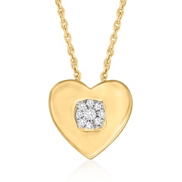 diamond-accented cluster heart necklace in 14kt yellow gold