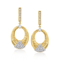 diamond oval drop earrings in 18kt gold over sterling