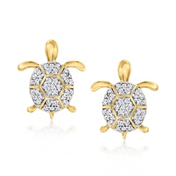 diamond turtle earrings in 14kt yellow gold