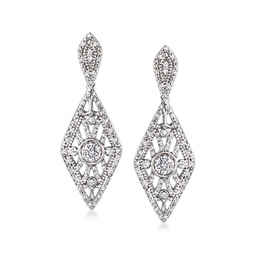 diamond kite-shaped openwork drop earrings in sterling silver