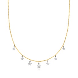 diamond star drop necklace in 2-tone sterling silver