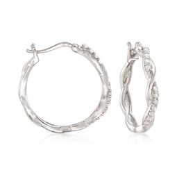 diamond twisted hoop earrings in sterling silver