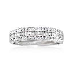 round and baguette diamond ring in 14kt white gold