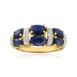 sapphire ring with diamond accents in 14kt yellow gold